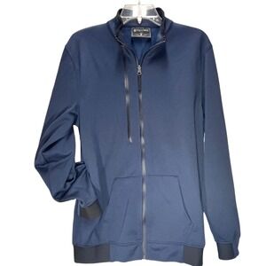 Holloway Navy Blue Full Zip Fleece Lined Jacket Athletic Track Jacket Mens Small